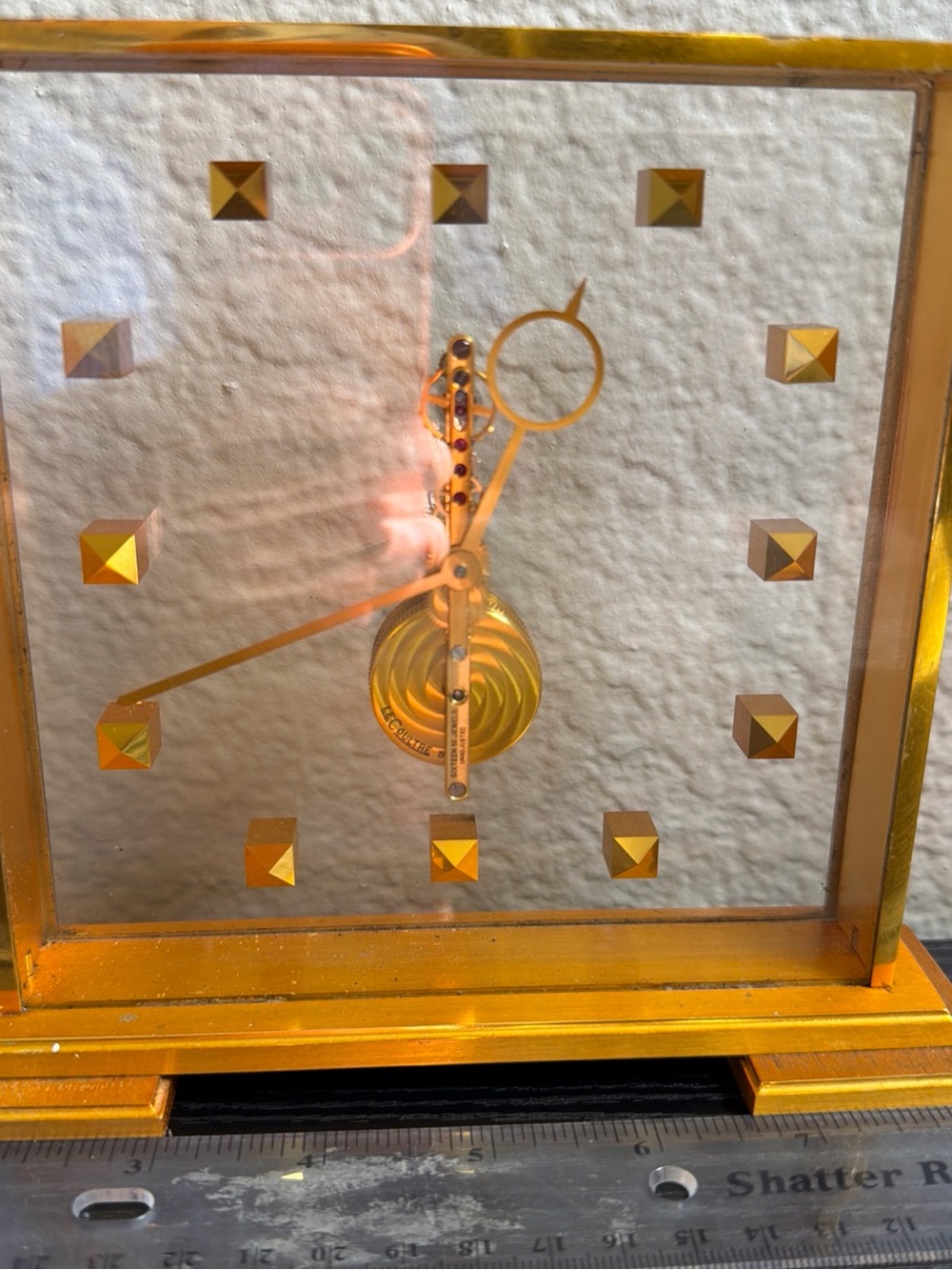 Jager LeCoultre Skeleton Baguette Inline 16 Jewels Table Clock